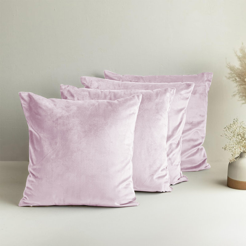 Square Luxury Velvet Throw Cushion Covers for sofa, couch set of 4, Pink