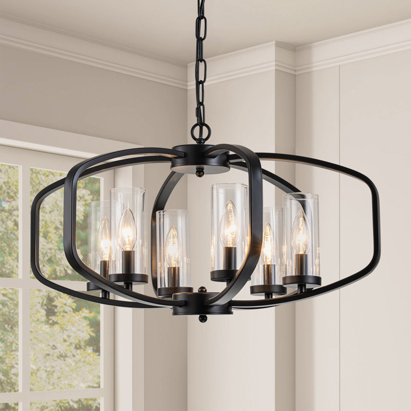 Lustre tambour à 6 lumières Heald, Noir, noir, noir, noir