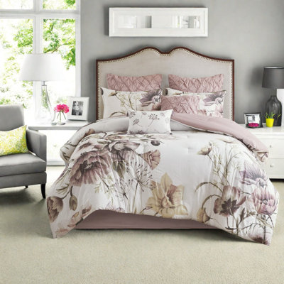 Piece Cotton Bedding Sets King, Shabby Chic Blush Floral For Home