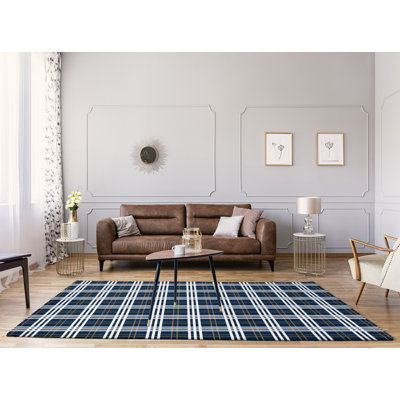 Tapis à carreaux bleu