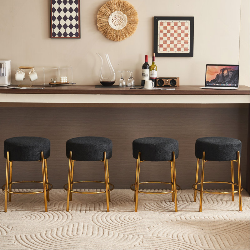 24 po de hauteur, tabourets de bar ronds, ensemble de 2 - Tabourets de salle à manger rembourrés contemporains pour cuisines, cafés et bars - comprend des pieds de support robustes