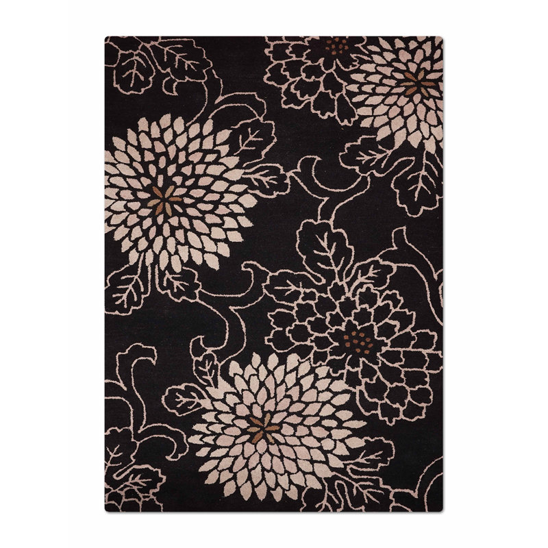 Tapis écologiques en laine touffetés à la main - rectangulaires, de couleur noire, de conception orientale, de tapis épais antidérapants faits à la main pour le salon, la chambre à coucher