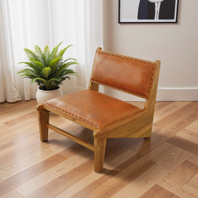 Kohlten Mid-Century Modern Genuine Leather Lounge Chair