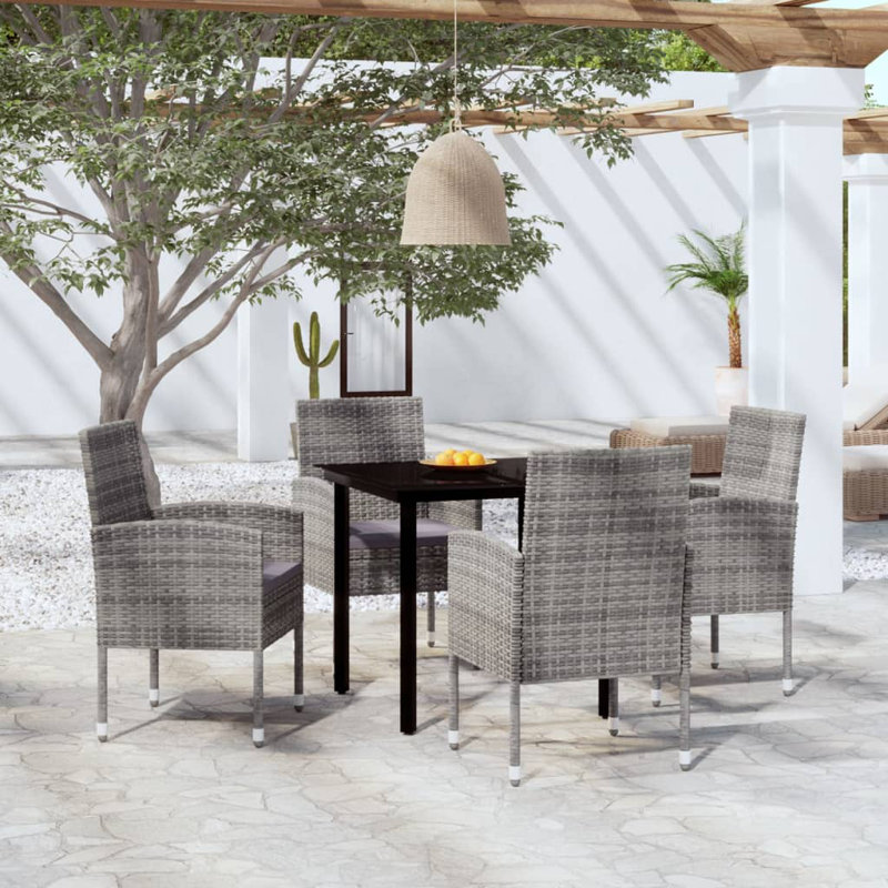 Ensemble repas Zojka, 4, Noir / gris 1, H 29,1 po x L 31,5 po x l 31,5 po
