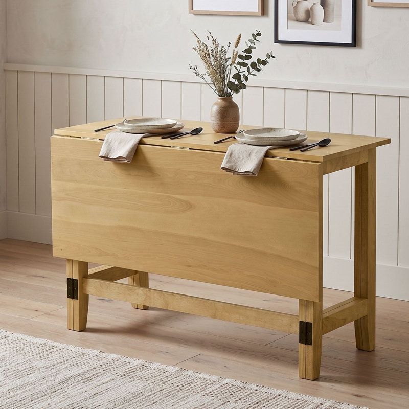 Table de salle à manger extensible à abattants en bois de style campagnard avec placage en acacia résistant aux égratignures