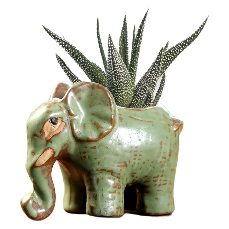 Elephant Ceramic Planter Pot (4.3")