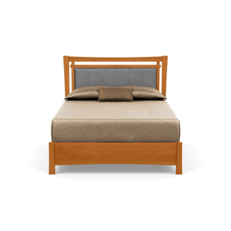 Monterey Upholstered Storage Bed, California King, Ebony Leather, Natural Cherry