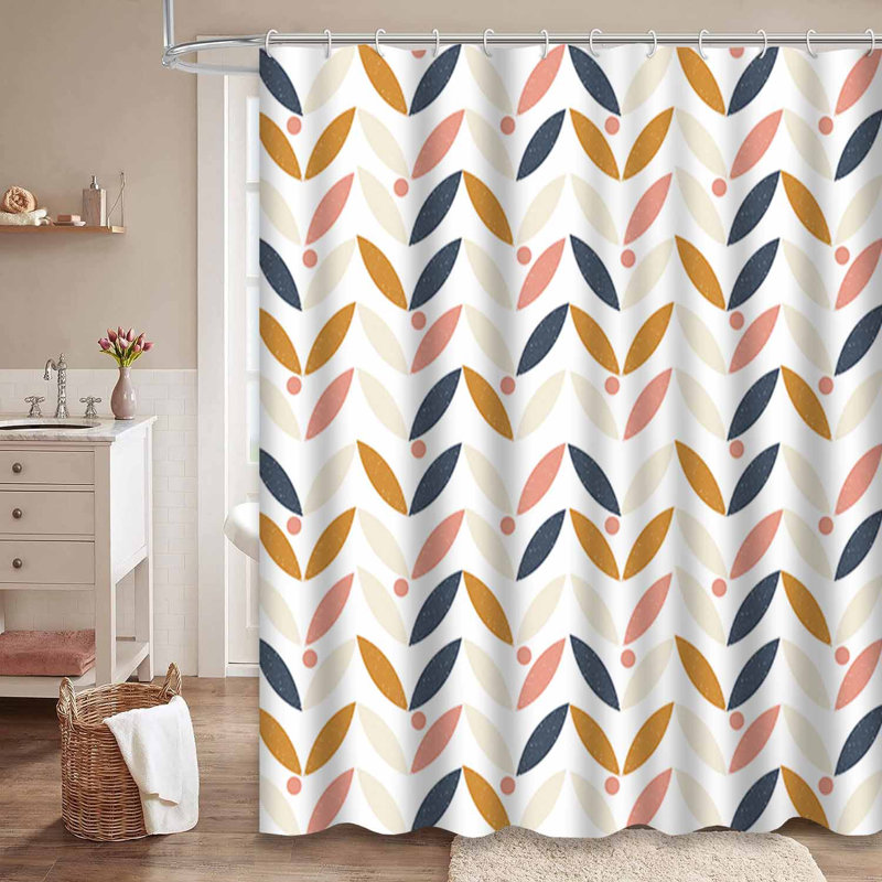 Leaves Worn Retro Vintage Clear Shower Curtain with 12 Hooks, 72" L x 72" W