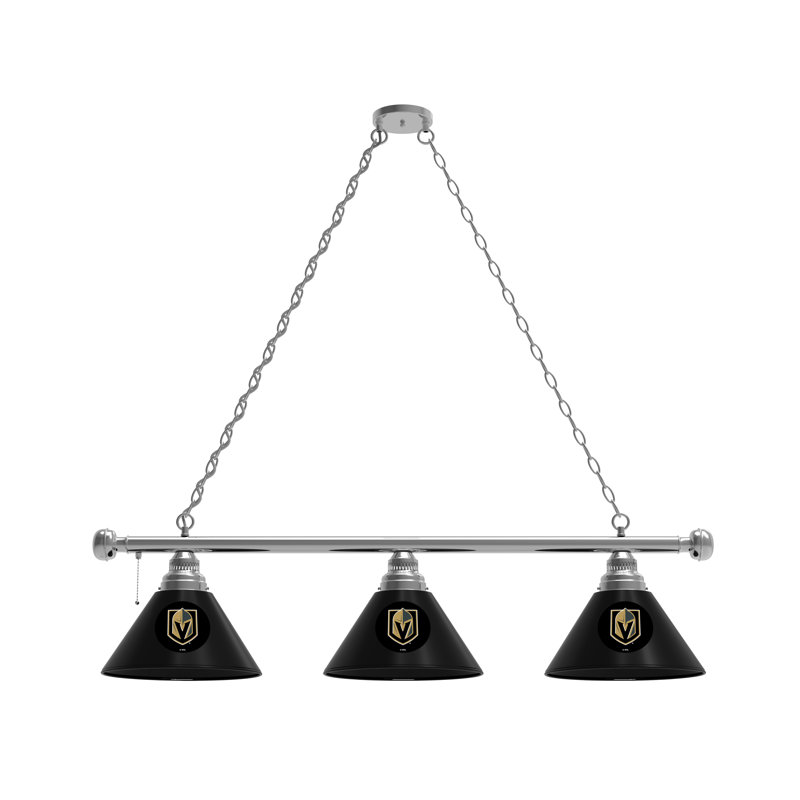 3 - Light Pool Table Lights Pendant, Chrome, Vegas Golden Knights