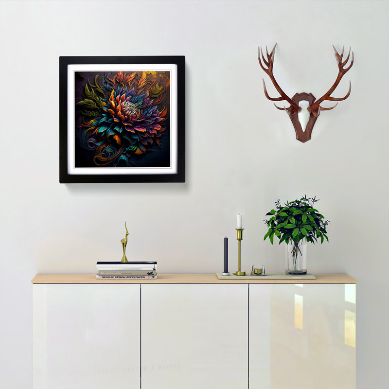 Chrysanthemum Graffiti Art - Framed Print, Black