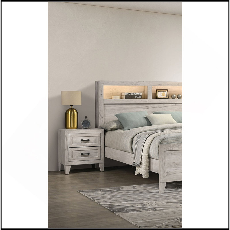 Table de chevet avec finition blanche délavée et élégante table de chevet 1Pc