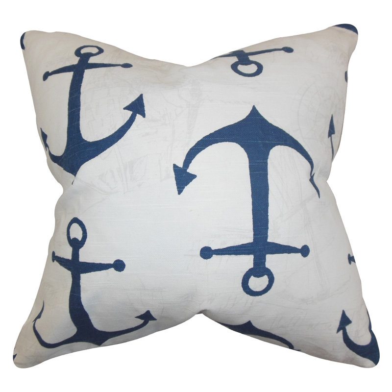 Enye Square Pillow Cover & Insert, Navy Blue, Feather/Down, 26'' H x 26'' W x 6'' D