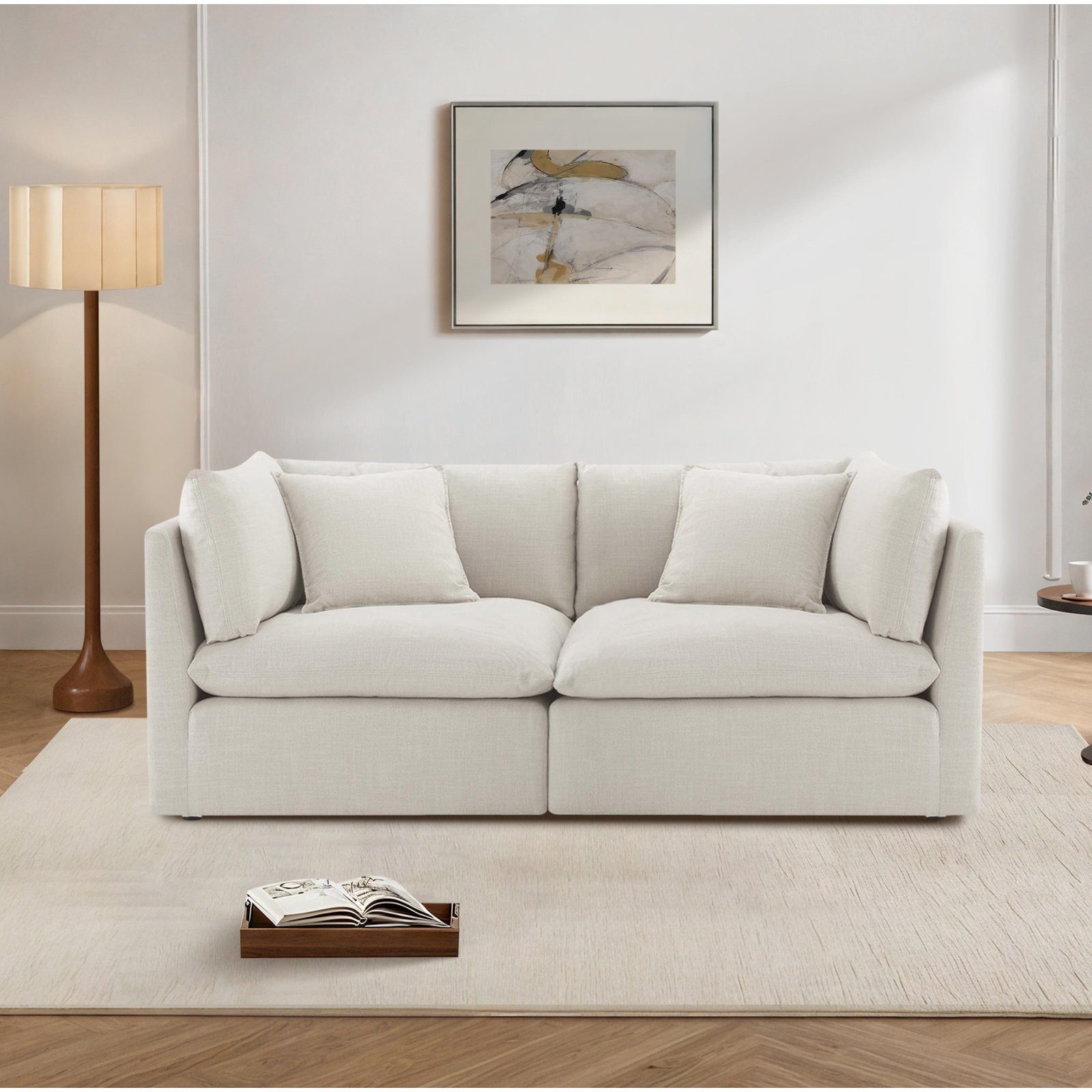 Annabella 81" Modular Sofa, Effie Linen Performance Weave