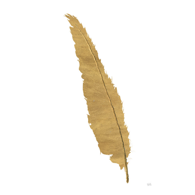 Pure Gold Feather VI by Chris Paschke - Wrapped Canvas Painting, 46cm H x 30cm W x 3.8cm D	