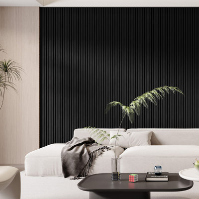 4 PCS 94.5"L x 12.6"W Acoustic Slat Wall Panels, Eco-Wood Look for Home/Office Wall & Ceiling (33.08 sq. ft.)