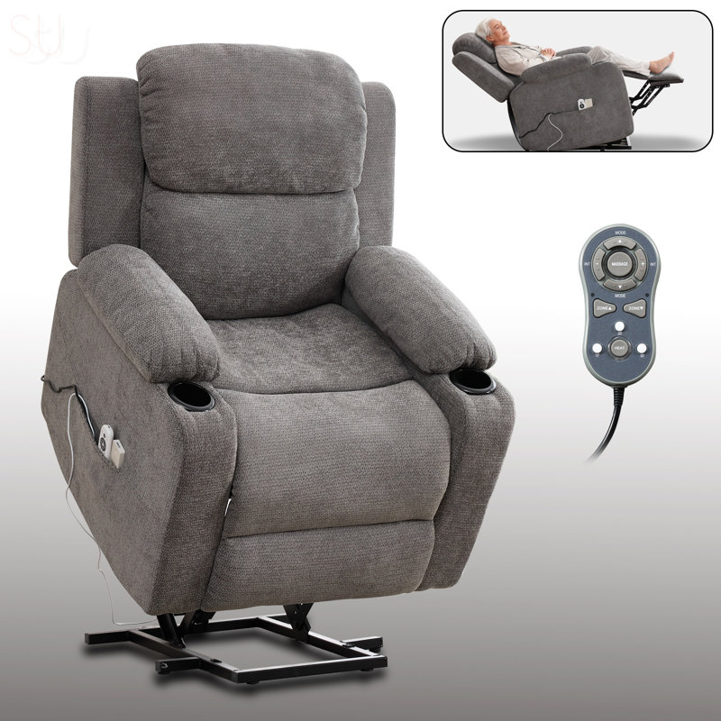 Infinite Position Single Motor Power Lift Recliner Chair, 350 LBS Capacity, 8-Point Vibration Massage And Lumbar Heating For Elderly Comfort, Recliner