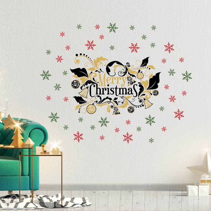 Merry Christmas Abstract Non-Wall Damaging Wall Decal