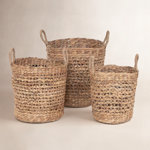 Seagrass Handmade Woven Decorative and Functional Storage Basket with Handles