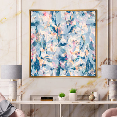 Rose et nuances de bleu - Peinture sur toile