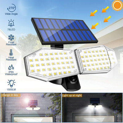 15-Watt LED Solar Power Dusk To Dawn Battery Operated Outdoor Security Spot Light With Motion Sensor