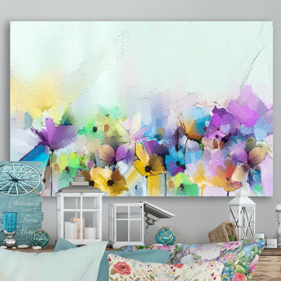 «Colorfull Abstract Spring Flowers IV», reproduction sur toile flottante