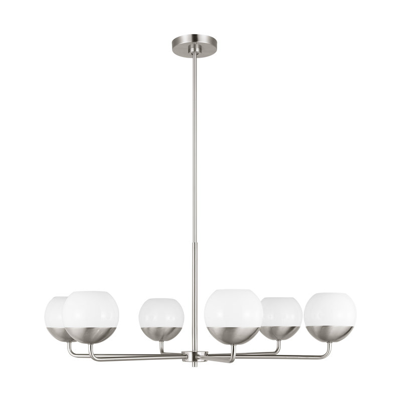 Lustre à six lumières Avoca, Nickel brossé