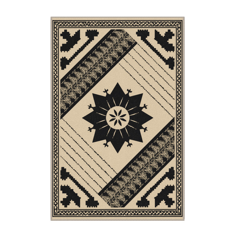 Soft Plush Easterly Bohemian Moroccan Area Rug in Beige – Beige Binding, 5x7