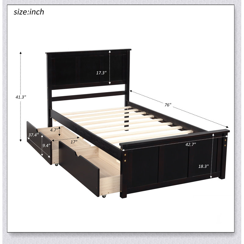 Lit plateforme avec rangement, Espresso