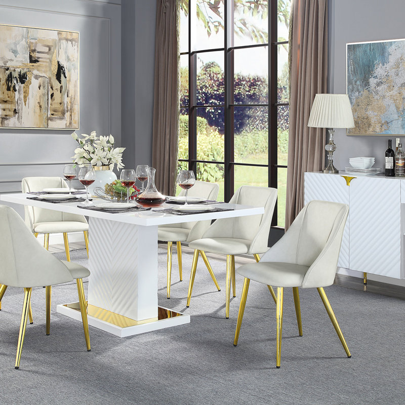 Table à manger avec base de piédestal, Blanc