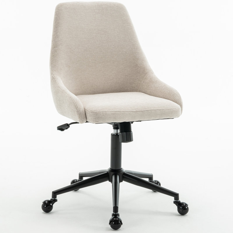 Upholstered Swivel Office Chair, Soft Padded Desk Chair with Silent Swivel & Rolling Wheels, Height Adjustable Computer Chair