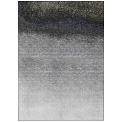 Tapis intérieur / extérieur ombré argenté et noir 5 pi x 8 pi