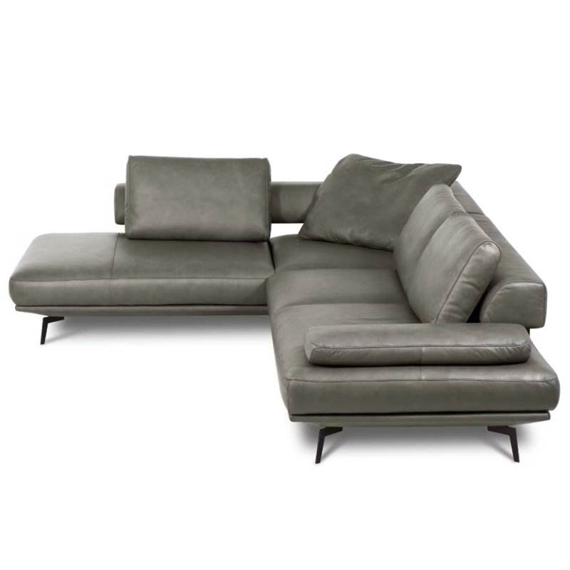 Trumansburg Leather Corner Sofa , Left Hand Facing, Gray