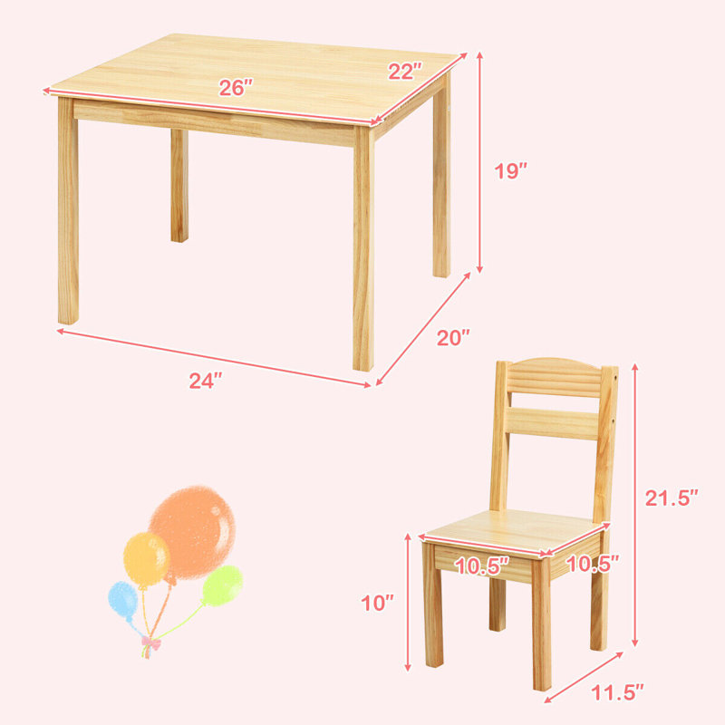 Ensemble de table et chaises d'extérieur pour enfants, 5 pièces Delray