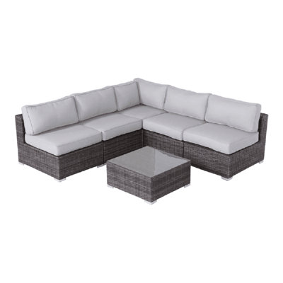 Élégant ensemble de sièges en osier pour 4 personnes avec coussins entièrement assemblés pour le salon, le patio et la maison