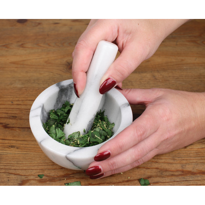 White Marble Kitchen Mortar and Pestle Set