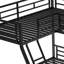 Lit simple superposé simple avec lit mezzanine simple avec bureau, métal, noir