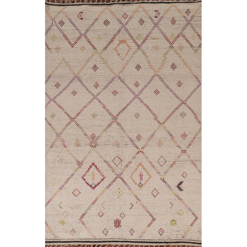 Tapis oriental marocain fait à la main avec treillis 5 x 9