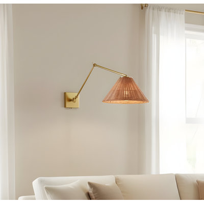 Applique murale rétro en laiton tissé à la main avec bras pivotant réglable - laiton