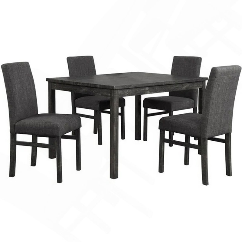 Ensemble de salle à manger 5 pièces 48 po avec 4 chaises d'appoint rembourrées, finition gris anthracite