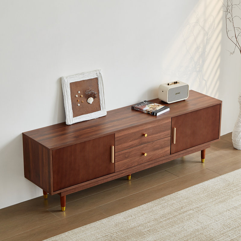 Mid-century Modern  Tv Cabinet Entertainment Center With Storge Drawers, Living Room Bedroom Media Cabnet Walnut66.9inch