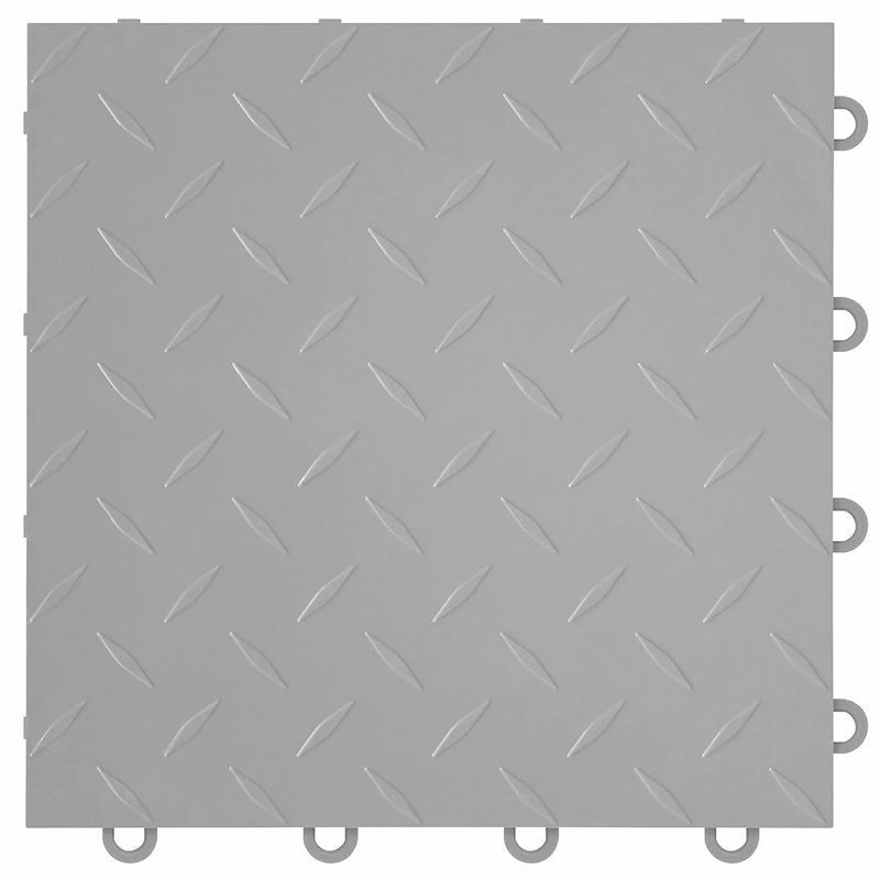Flooringinc Diamond Nitro Garage Flooring Tiles 12In X 12In X 3/8In Interlocking Modular Floor, Silver