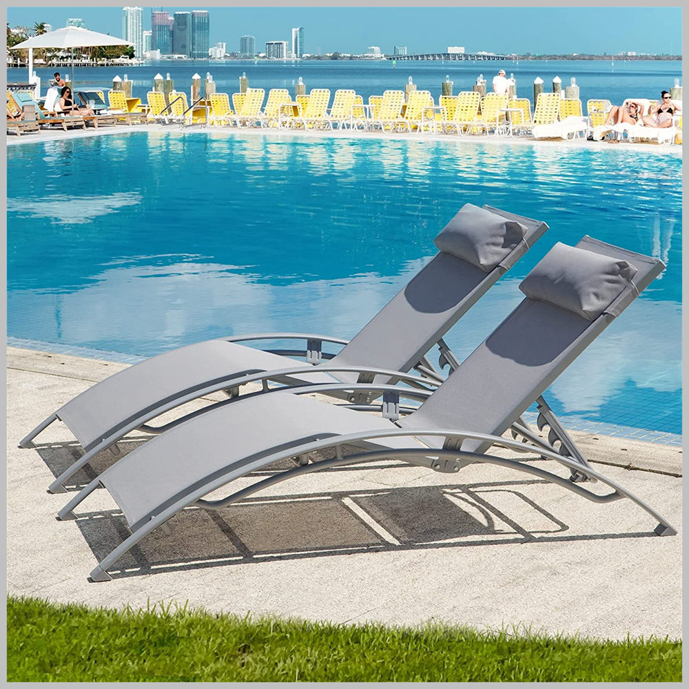 Latitude Run® Modern Set Of 2 Patio Recliner Chairs With Adjustable