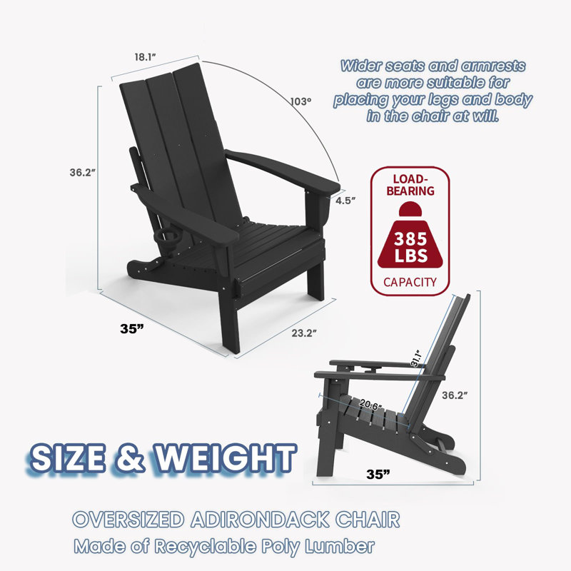 Claunch Foldable Outdoor Adirondack Chair