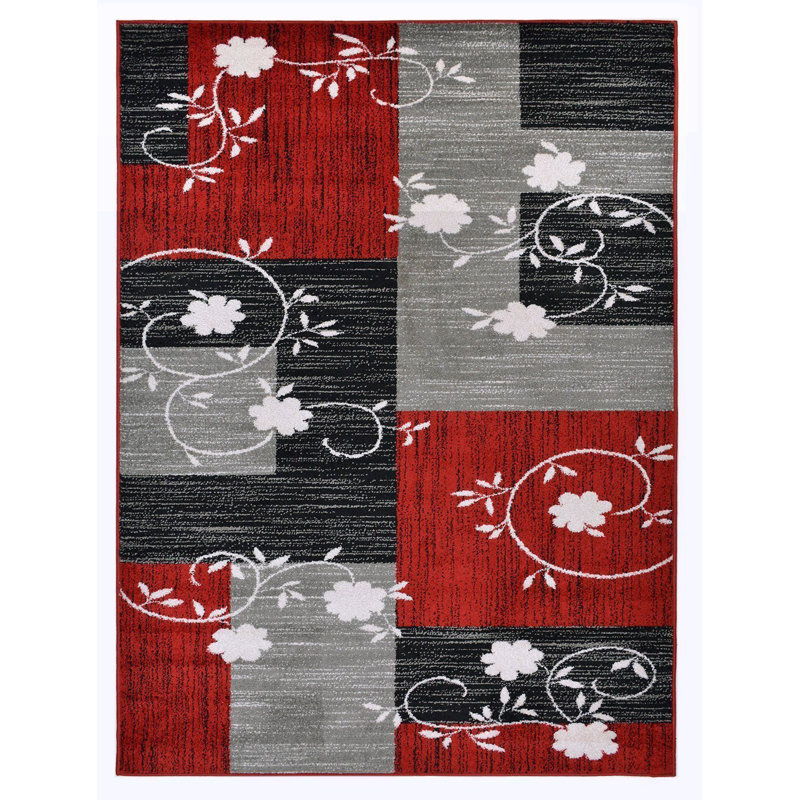 Tapis à motif géométrique Foral, Rectangle 4 pi 11 po x 6 pi 11 po