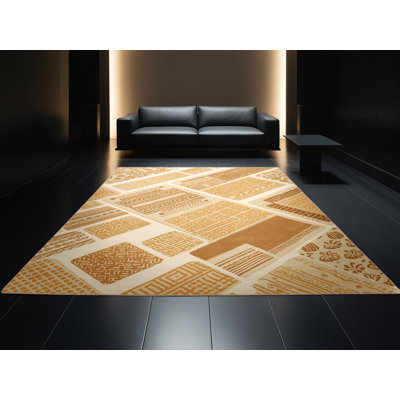 Tapis moelleux moelleux à motif de blocs d'inspiration mondiale Buschwick