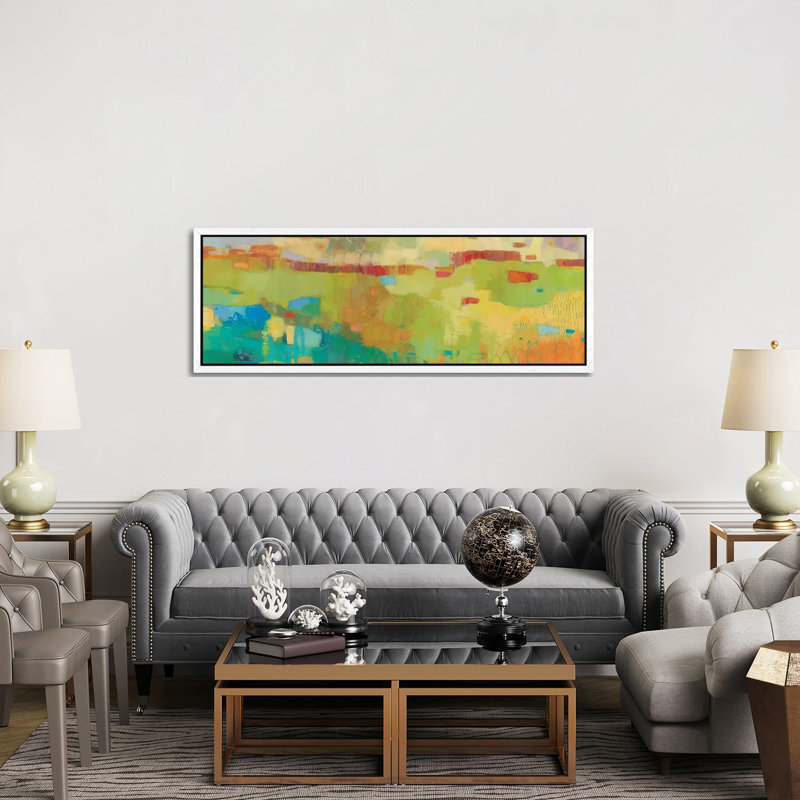 Elysium IV 1 Piece Panoramic Wall Art on Canvas, 152.4 cm H x 50.8 cm W, White Framed