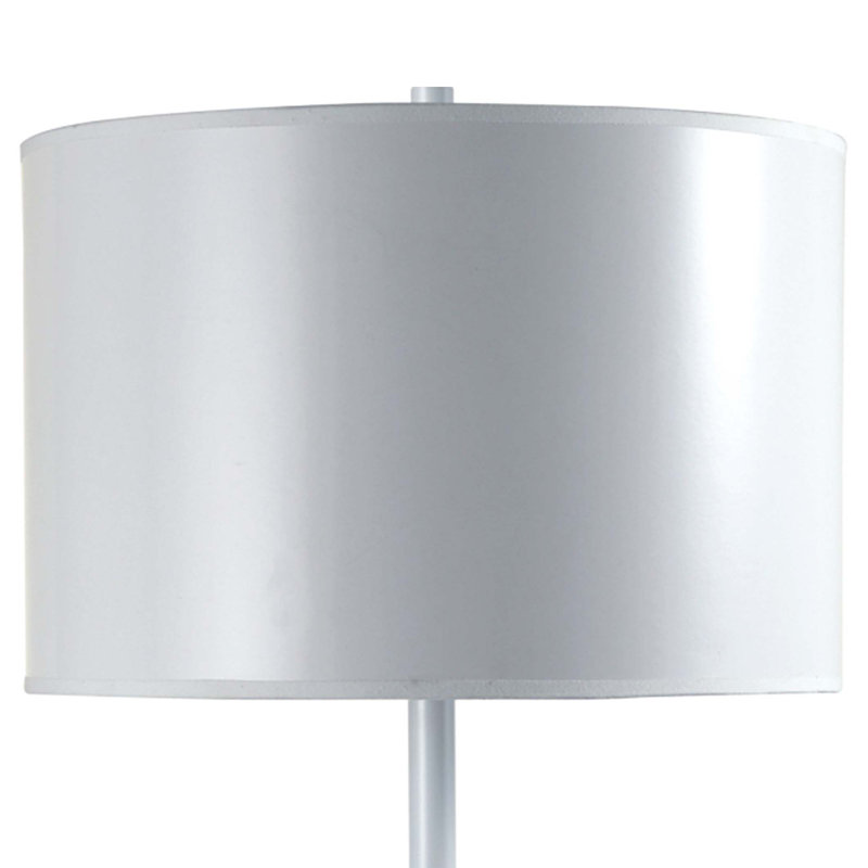 Lampe de table haute 25 po en métal avec finition blanche, abat-jour rond blanc