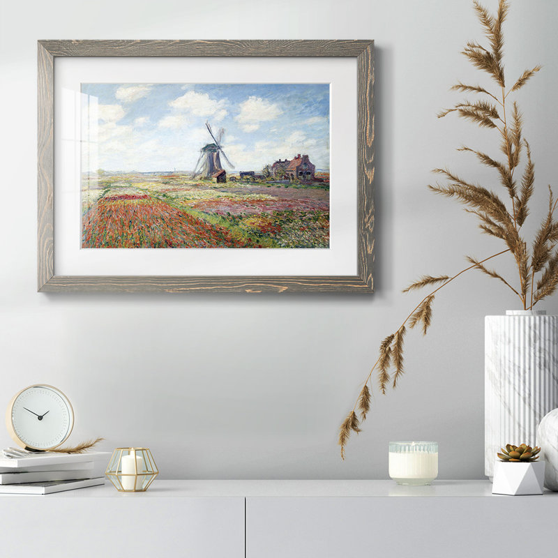 Tulipes des Pays-Bas - reproduction encadrée rustique avec tableau mat, Gris, H 18 po x l 26 po x P 1,5 po