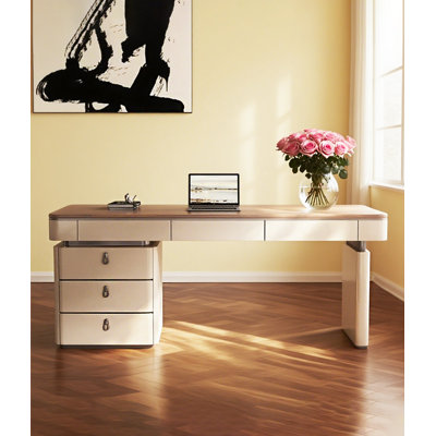 Light Luxury Modern Solid Wood Desk with Drawers