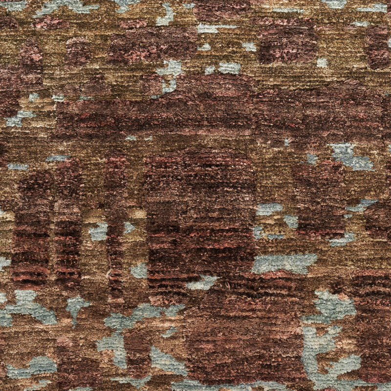 Brown Nu Vibrant Modern Tibetan Silk Rug - 8' x 9'11"